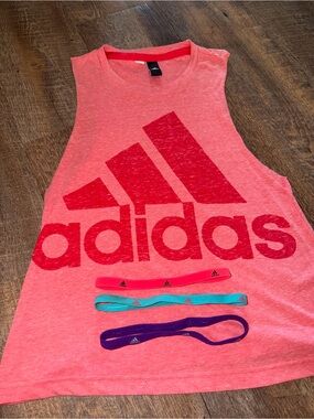 Adidas Hot Pink Muscle Tank + FREE Headbands 💖 Gym Girl Energy